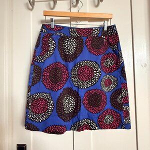 Boden UK12 / US 8 Blue Chino A-line Mini Skirt with Flowers